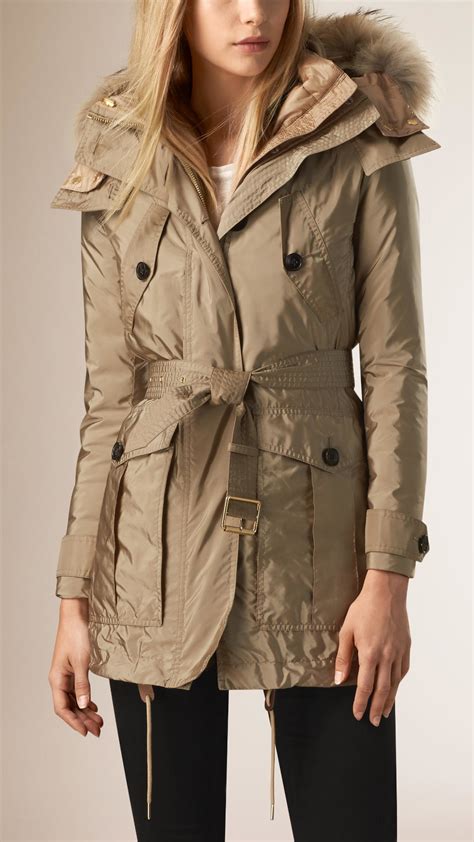 parka with fur hood and down-filled warmer burberry|Detachable Warmer Cotton Parka in Black .